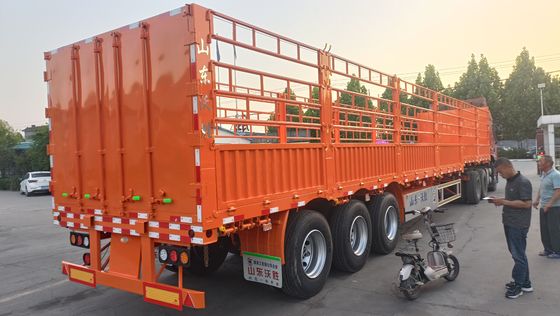 Wosheng 40-100ton Utility Side Wall Open Livestock Vegetable Fence Τροχαίο ρυμουλκούμενο με συρματόπλεγμα