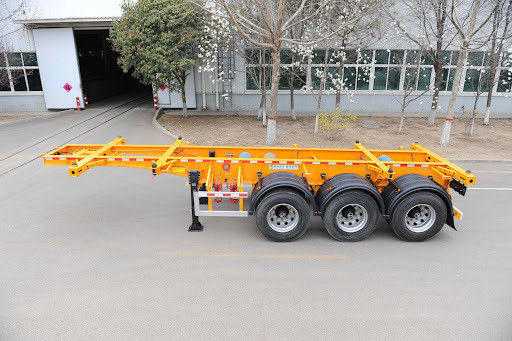 Wosheng 3 Axle Skeleton Semi Trailer Max Payload 50 τόνους για μεταφορά εμπορευματοκιβωτίων
