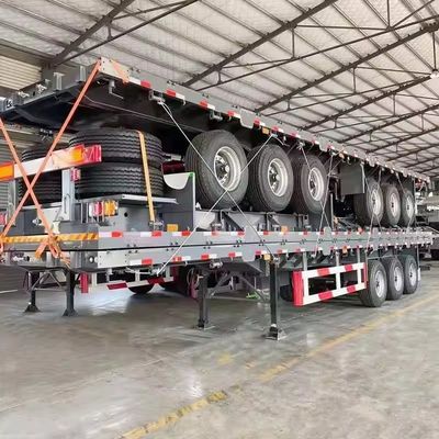 3 άξονες 20ft 40ft Flat Bed Semi Trailers Χρησιμοποιημένο Flatbed Container Trailer 12400*2610*1550mm