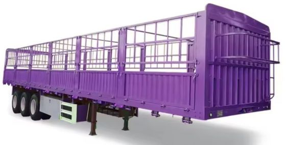 Q345B/T700 Ημιπρόσεκτο οχήμα με πλευρικό φράχτη 4 άξονων για τη μεταφορά χύδην και ζώων