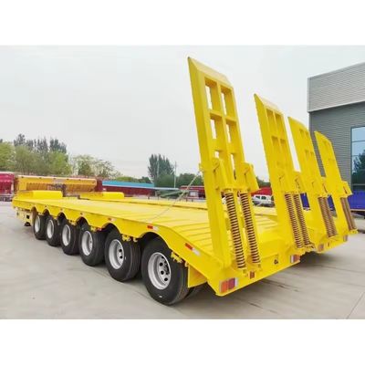 Χάλυβα 40-100TON Εφοδιαστικό φορτηγό τροχόσπιτο με χαμηλό φορτίο με γουσκόνεκ Ημιτροχόσπιτο με 4 άξονες
