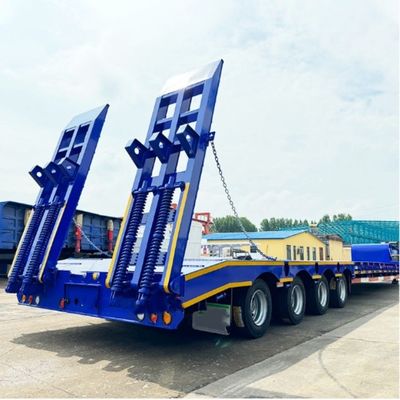 Μηχανοκίνητη ανάρτηση 80 τόνων 100 τόνων ημιρυμουλκούμενο χαμηλής κλίμακας για τη μεταφορά βαρέων μηχανημάτων