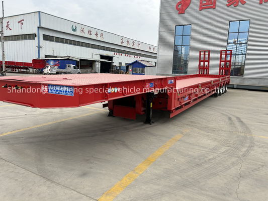 Μηχανοκίνητη ανάρτηση 80 τόνων 100 τόνων ημιρυμουλκούμενο χαμηλής κλίμακας για τη μεταφορά βαρέων μηχανημάτων