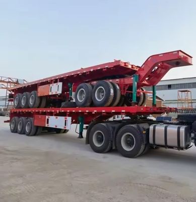 20FT 40FT διπλό σύνδεσμο επιφανειακό ημιφορτηγό ρυμουλκούμενο με και AIR/μηχανική ανάρτηση