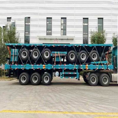 3 άξονες 20FT 40FT Κωνσταντινοφόρο πλαίσιο επίπεδο κρεβάτι ημιφορτηγό ρυμουλκούμενο με υλικό χάλυβα