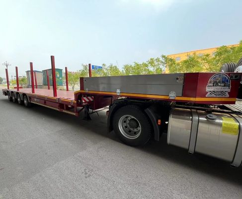 Προσαρμοσμένο 3/4 Άξονες 40FT Συσκευαστή ξύλινο χάλυβα σωλήνα Lowbed Semi Trailer για φορτηγό