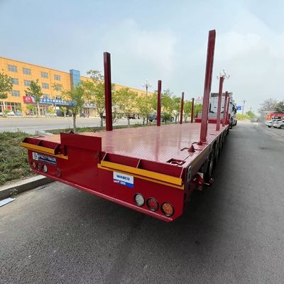 Προσαρμοσμένο 3/4 Άξονες 40FT Συσκευαστή ξύλινο χάλυβα σωλήνα Lowbed Semi Trailer για φορτηγό