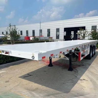 Προσαρμοσμένα 3 άξονες 40FT κοντέινερ επίπεδα κρεβάτια Semi Truck Trailers με μέγιστο ωφέλιμο φορτίο 100tons
