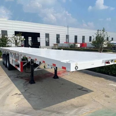Προσαρμοσμένα 3 άξονες 40FT κοντέινερ επίπεδα κρεβάτια Semi Truck Trailers με μέγιστο ωφέλιμο φορτίο 100tons