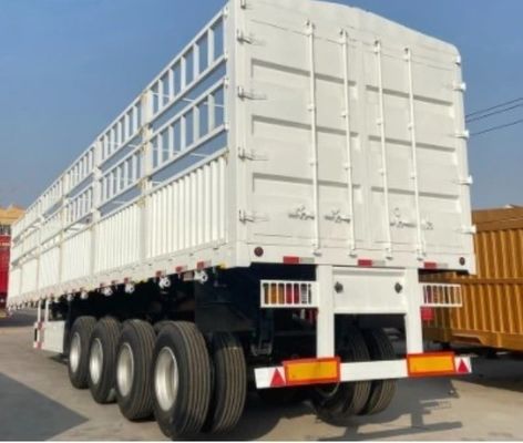 Χάλυβας 3 άξονες 40-100ton Drop Side Ζωοτροφία Φάρμα Side Wall Fence Semi Truck Trailers