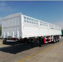 Χάλυβας 3 άξονες 40-100ton Drop Side Ζωοτροφία Φάρμα Side Wall Fence Semi Truck Trailers