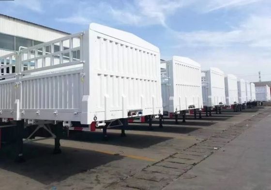 Χάλυβας 3 άξονες 40-100ton Drop Side Ζωοτροφία Φάρμα Side Wall Fence Semi Truck Trailers