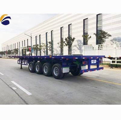 Εξωτερικό 12400*2610*1550mm 3 Άξονας 4 Άξονας Flatbed Semi Trailer για 20ft 40ft Container