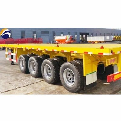 Εξωτερικό 12400*2610*1550mm 3 Άξονας 4 Άξονας Flatbed Semi Trailer για 20ft 40ft Container