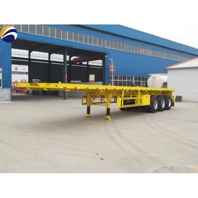 Εξωτερικό 12400*2610*1550mm 3 Άξονας 4 Άξονας Flatbed Semi Trailer για 20ft 40ft Container
