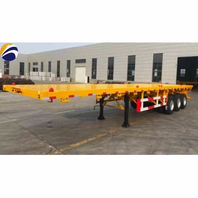 Εξωτερικό 12400*2610*1550mm 3 Άξονας 4 Άξονας Flatbed Semi Trailer για 20ft 40ft Container