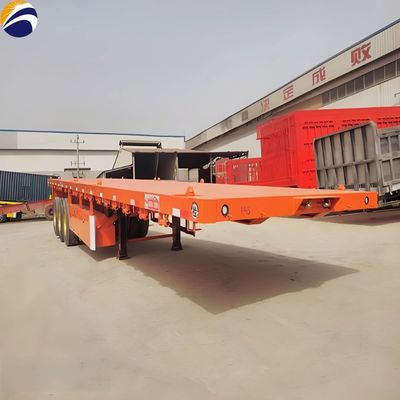 Εξωτερικό 12400*2610*1550mm 3 Άξονας 4 Άξονας Flatbed Semi Trailer για 20ft 40ft Container