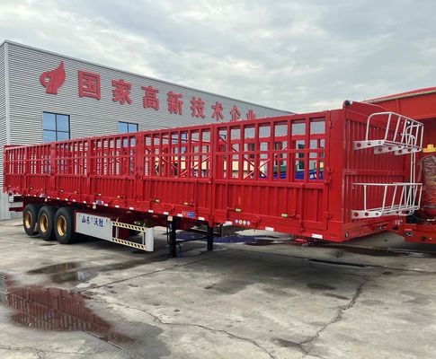 3 άξονες 40-80tons Drop Side Livestock Farm Side Wall Fence Semi-Truck Trailers άμεση