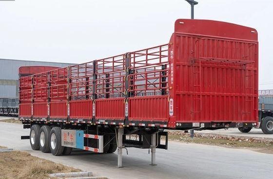 3 άξονες 40-80tons Drop Side Livestock Farm Side Wall Fence Semi-Truck Trailers άμεση