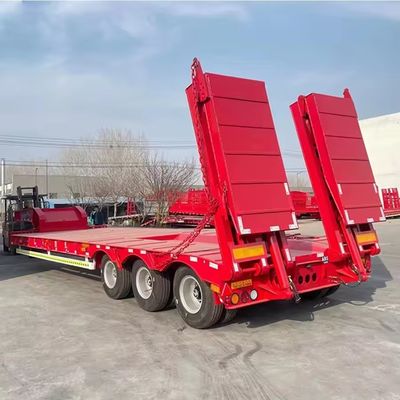 150 τόνους μέγιστη φόρτωση Lowboy Lowbed Semi Trailer για βαριά μεταφορά Προσαρμόσιμη
