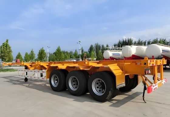 3 άξονες 40 FT Σκελετό με επίπεδη πλάτη ημιπροκατασκευή Σκελετικό ημιπροκατασκευή φορτηγού