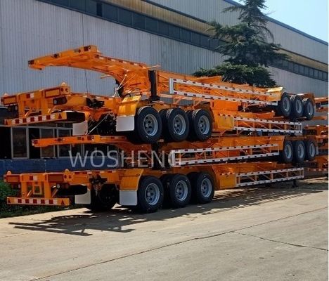 3 άξονες 40 FT Σκελετό με επίπεδη πλάτη ημιπροκατασκευή Σκελετικό ημιπροκατασκευή φορτηγού