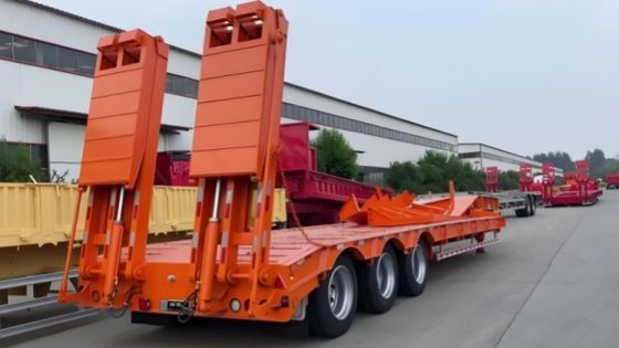 3 άξονες Lowbed Lowboy Semi Trailer με σύστημα πέδησης διπλής γραμμής και 16000x2500x1100mm