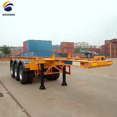 Μεταφορά 40ft Container wosheng 3 Axis Skeleton Semi Trailer με κλειδαριά εμπορευματοκιβωτίου