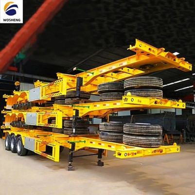Μεταφορά 40ft Container wosheng 3 Axis Skeleton Semi Trailer με κλειδαριά εμπορευματοκιβωτίου