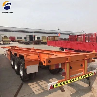 Μεταφορά 40ft Container wosheng 3 Axis Skeleton Semi Trailer με κλειδαριά εμπορευματοκιβωτίου