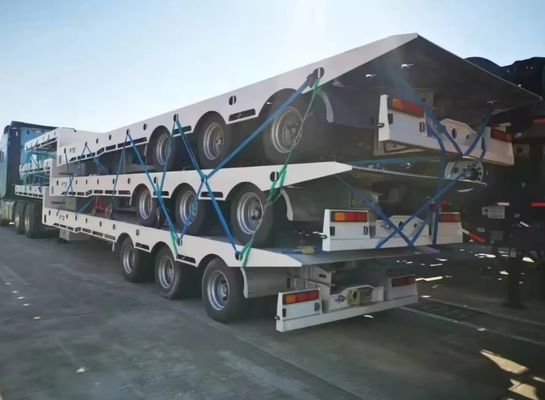 Χάλυβα LowBed Semi-Relayer για τη Ζιμπάμπουε 3-Axle 40-80ton Hydraulic Ladder Loader Drop Deck