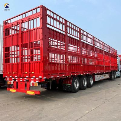 Wosheng 3 άξονες 20-50T ζωοτροφικό υψηλό φράχτη ημικυριό για τη μεταφορά λαχανικών