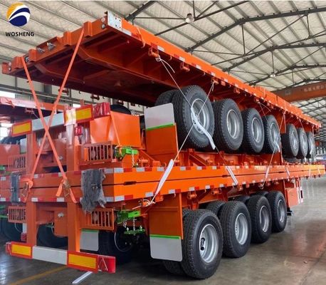 3 άξονας 4 άξονας 40-120 τόνων επίπεδο κρεβάτι 20ft 40ft 45ft 53ft κοντέινερ επιφανειακό ρυμουλκούμενο φορτηγού