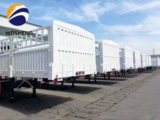 12.4m μήκος 50T 3 άξονας πλάκα πλάι πλάι φράχτη ημιτερόπλοιο με μηχανική ανάρτηση