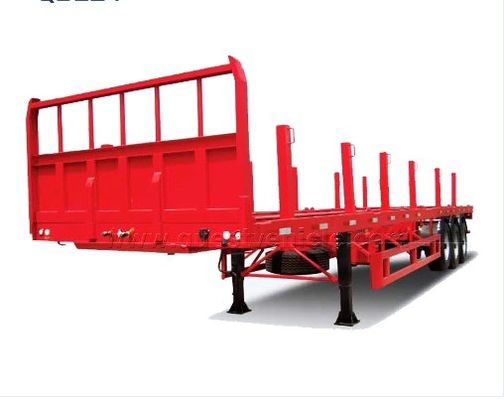 Q345b Κύρια δέσμη 3 άξονες 20ft 40ft Συσκευαστήρα Μεταφορά 60-100Tons επίπεδα κρεβάτια επίπεδα φορτηγά φορτηγά ημιπροκατασκευή