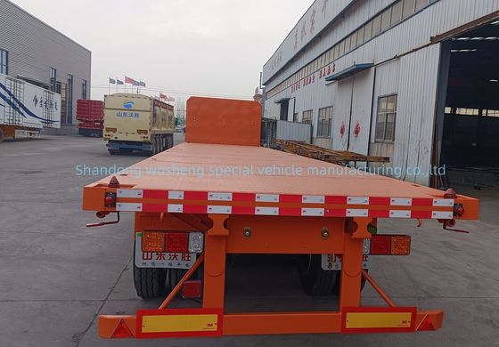 Q345b Κύρια δέσμη 3 άξονες 20ft 40ft Συσκευαστήρα Μεταφορά 60-100Tons επίπεδα κρεβάτια επίπεδα φορτηγά φορτηγά ημιπροκατασκευή