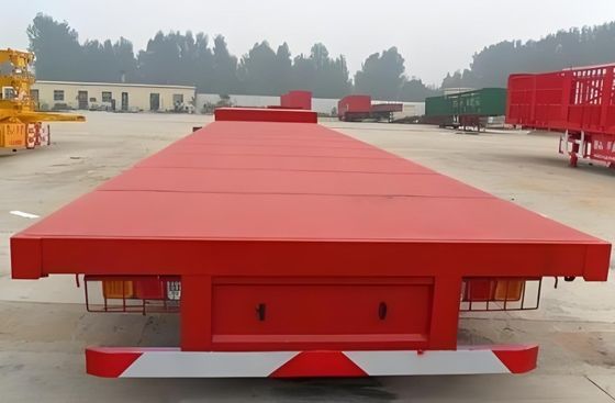 Q345b Κύρια δέσμη 3 άξονες 20ft 40ft Συσκευαστήρα Μεταφορά 60-100Tons επίπεδα κρεβάτια επίπεδα φορτηγά φορτηγά ημιπροκατασκευή