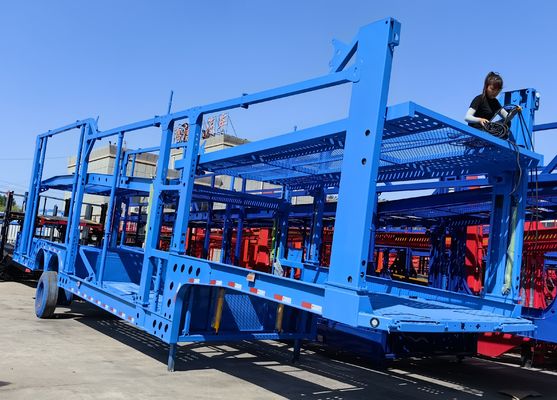 Μέγιστο ωφέλιμο φορτίο 30000 kg Χάλυβα Χερσαία διπλή επιφάνεια ημιτελόνια για μεταφορά οχημάτων μεταφοράς